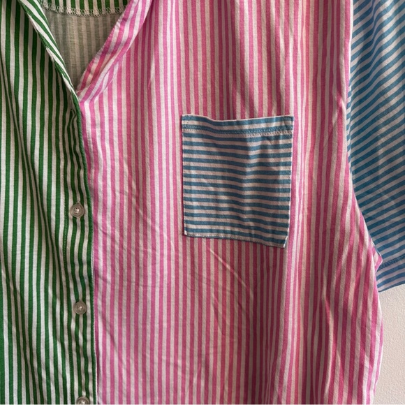 💥Koolaburra by UGG Notch Collar Print Block Pajama Shirt Top Womens 2X, stripes - Picture 3 of 11